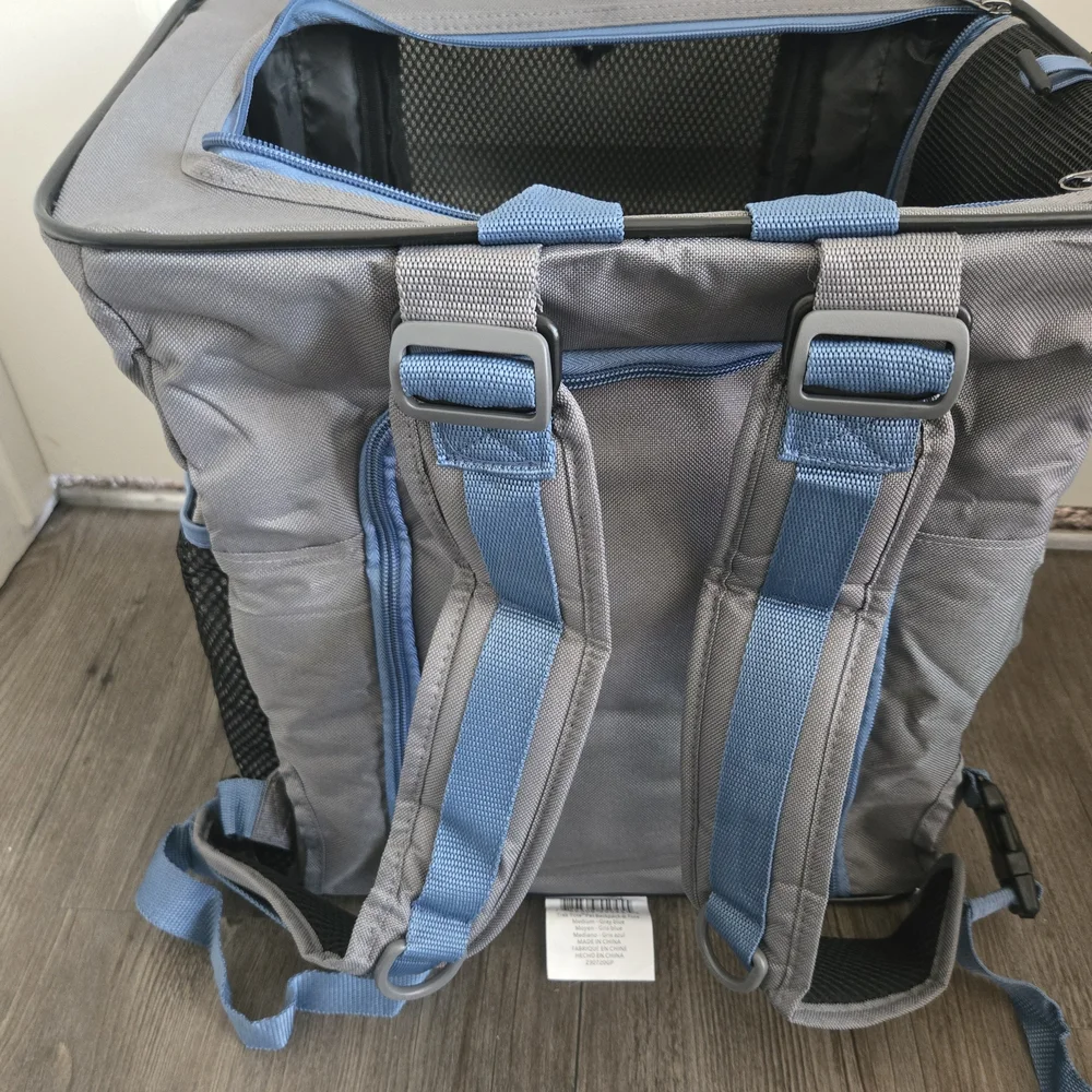 Sherpa Trek Tote Pet Carrier Backpack Gray Blue NWT Small Dog Cat Travel Bag